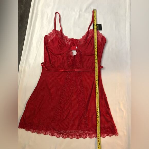 Just Sexy Red Lace Lingerie Keyhole XL Chemise Nightie Slip Cherry Girl Coquette - Picture 5 of 8